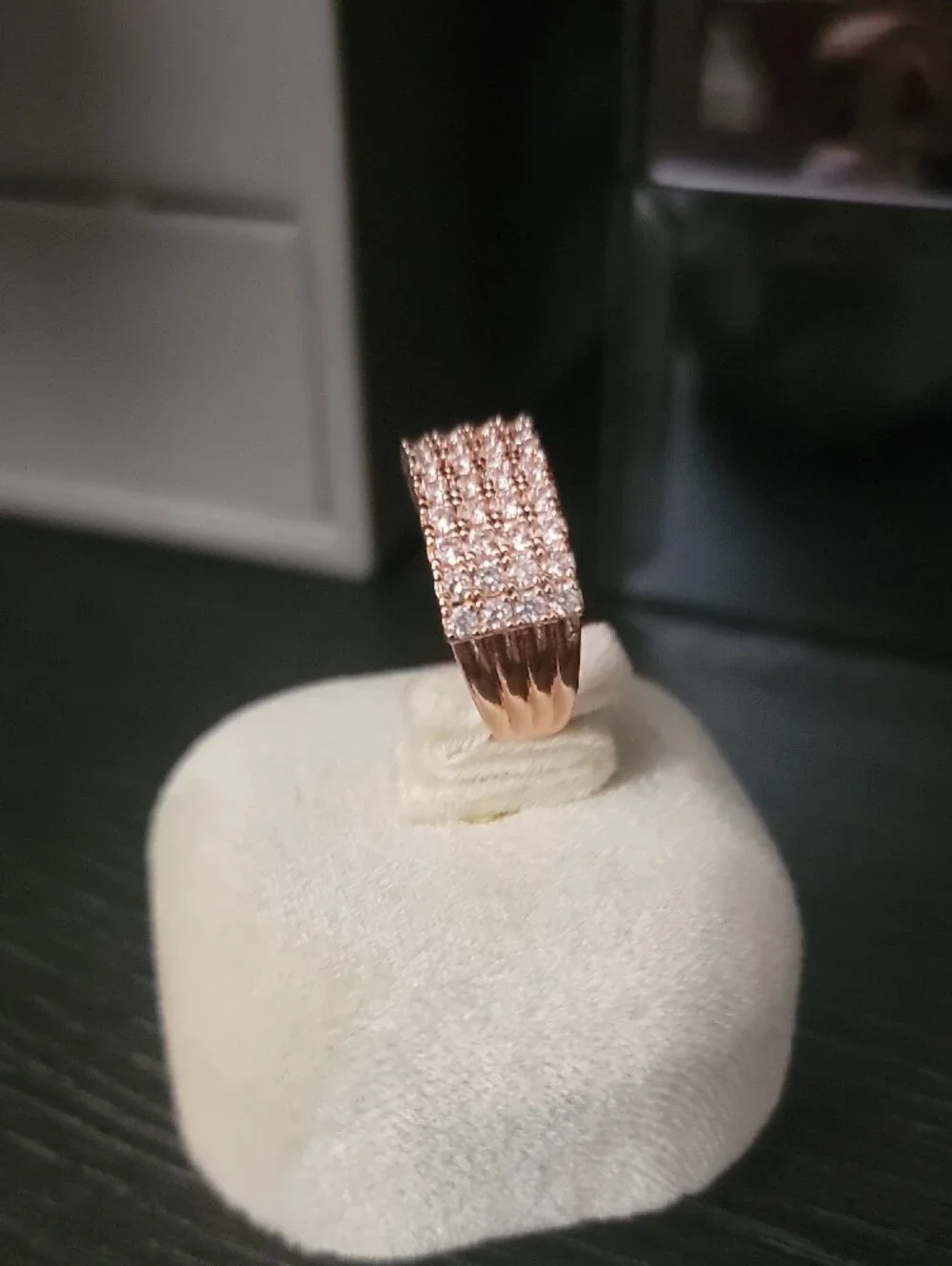 Rose Gold Pavé Multi-Row Crystal Statement Ring - Women Jewelry